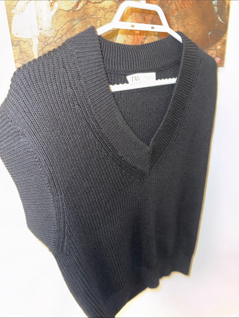 Zara Black Ribbed V-Neck Sweater Vest - Picture 4 of 6